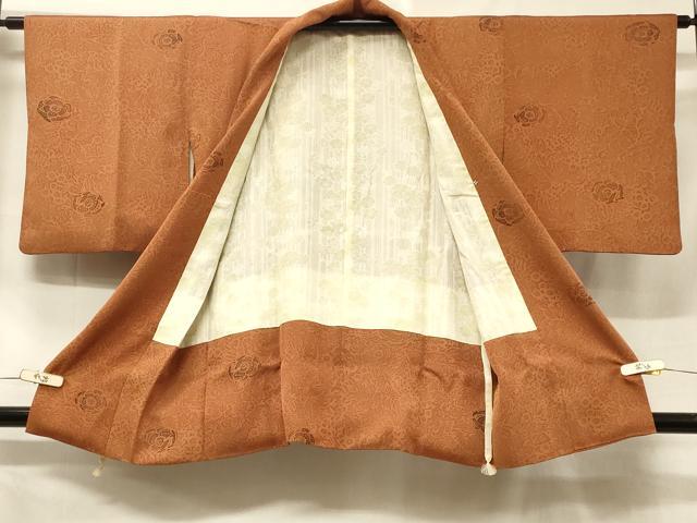 平和屋着物＃道中着　型染め　更紗花文　正絹　逸品　CABF1271in