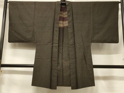 平和屋着物＃男性　長羽織　格子柄　正絹　逸品　CABF1276in