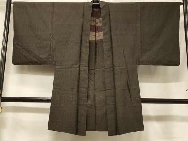 平和屋着物＃男性　長羽織　格子柄　正絹　逸品　CABF1276in