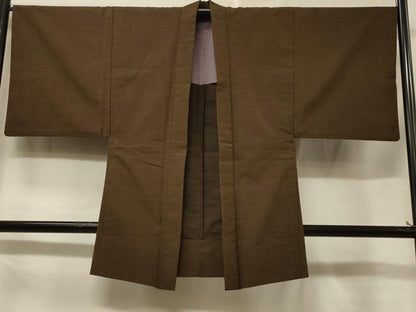 平和屋着物＃男性　長羽織　紬地　単衣　霞文　正絹　逸品　CABF1277in