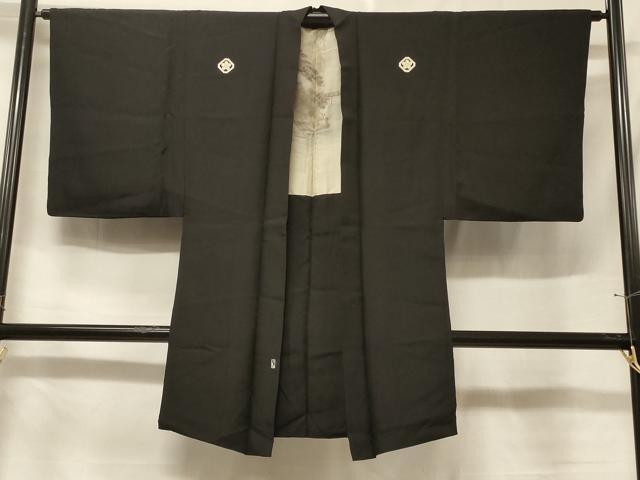 平和屋着物＃男性　長羽織　黒紋付き　正絹　逸品　CABF1281in