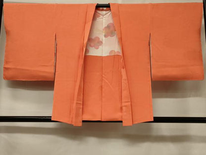 平和屋着物＃羽織　色無地　雲重ね地紋　黄丹色　正絹　逸品　未使用　CABF1285in