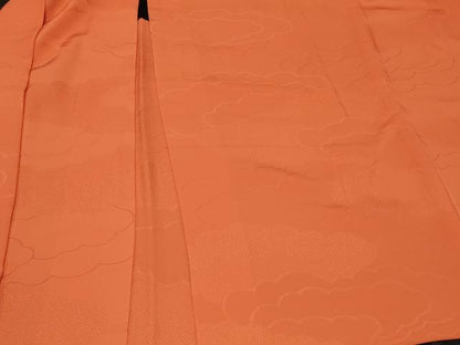 平和屋着物＃羽織　色無地　雲重ね地紋　黄丹色　正絹　逸品　未使用　CABF1285in