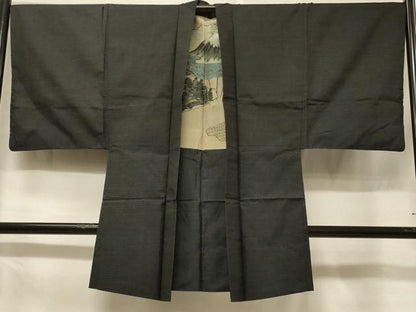 平和屋着物＃男性　本場大島紬　長羽織　80亀甲　総詰め　正絹　逸品　CABF1288in