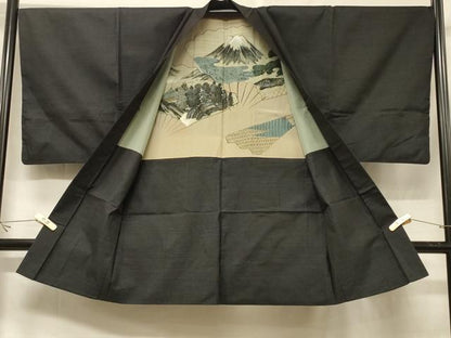 平和屋着物＃男性　本場大島紬　長羽織　80亀甲　総詰め　正絹　逸品　CABF1288in
