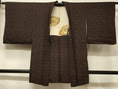 平和屋着物＃羽織　花唐草文　黒地　正絹　逸品　CABF1292in
