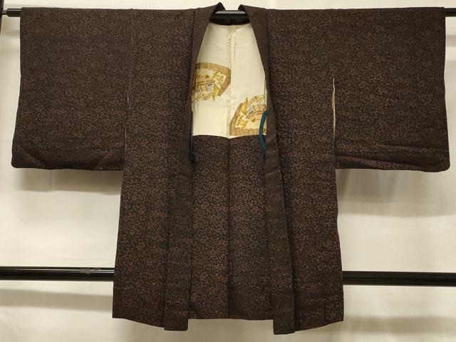 平和屋着物＃羽織　花唐草文　黒地　正絹　逸品　CABF1292in