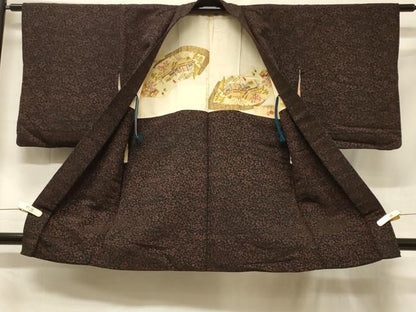 平和屋着物＃羽織　花唐草文　黒地　正絹　逸品　CABF1292in