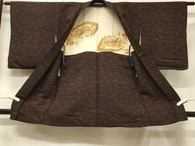 平和屋着物＃羽織　花唐草文　黒地　正絹　逸品　CABF1292in