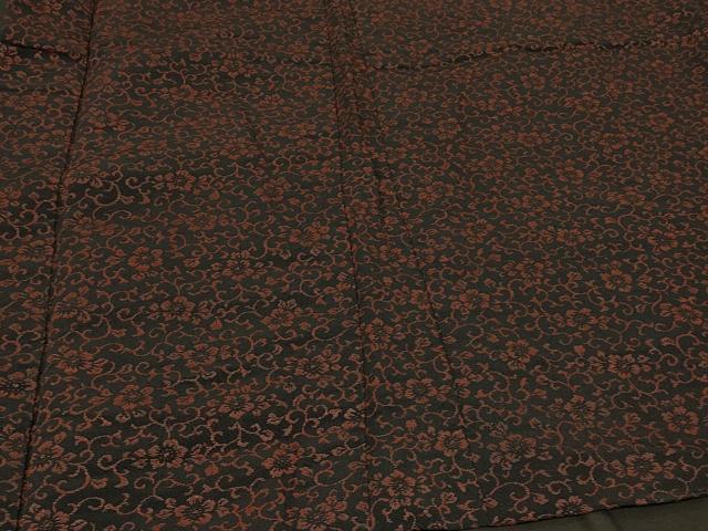 平和屋着物＃羽織　花唐草文　黒地　正絹　逸品　CABF1292in