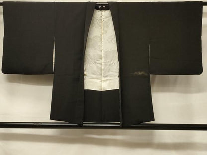 平和屋着物＃羽織　寿光織　風景文　黒地　金糸　正絹　逸品　CABF1293in