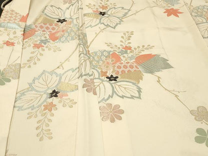 平和屋着物＃羽織　寿光織　吉祥草花文　金銀糸　正絹　逸品　未使用　CABF1295in