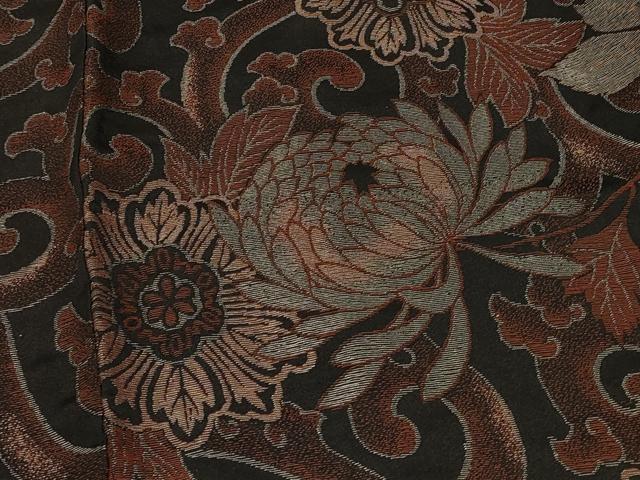 平和屋着物＃羽織　花唐草文　黒地　金糸　正絹　逸品　CABF1300in