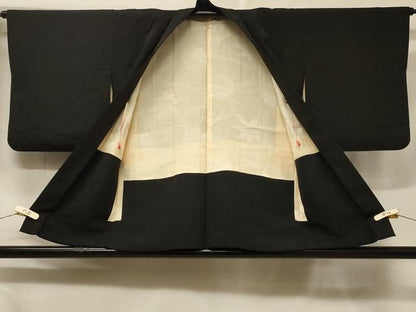 平和屋着物＃羽織　総刺繍　枝葉文　黒地　金糸　正絹　逸品　未使用　CABF1301in