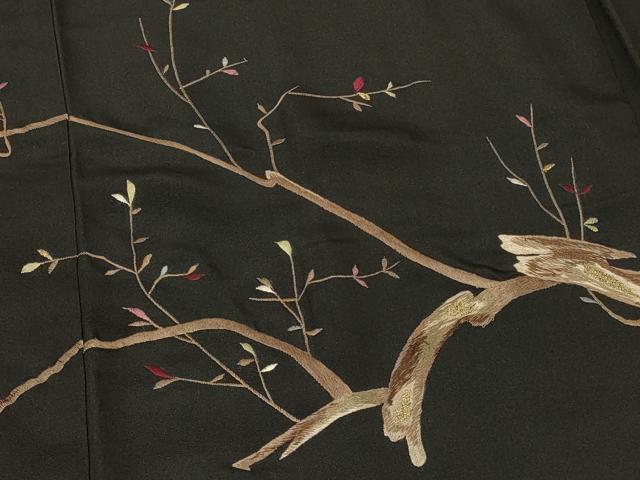 平和屋着物＃羽織　総刺繍　枝葉文　黒地　金糸　正絹　逸品　未使用　CABF1301in