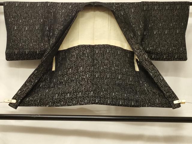 平和屋着物＃羽織　寿光織　抽象文　黒地　正絹　逸品　CABF1303in