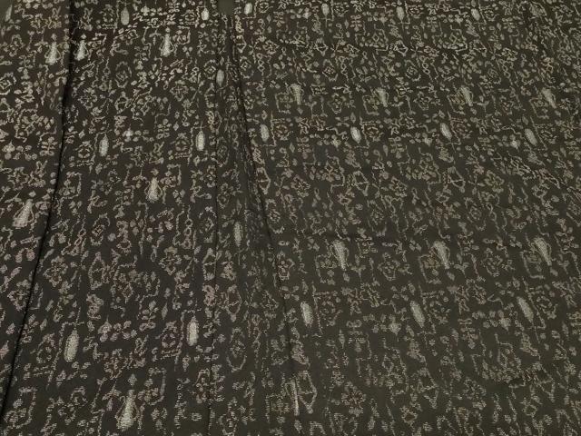 平和屋着物＃羽織　寿光織　抽象文　黒地　正絹　逸品　CABF1303in