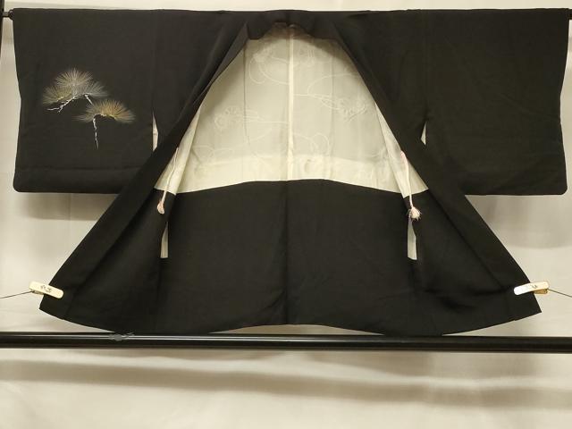 平和屋着物＃羽織　枝松文　黒地　金彩　正絹　逸品　CABF1304in
