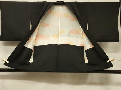 平和屋着物＃羽織　寿光織　雲取り鼓花文　黒地　金銀糸　正絹　逸品　CABF1305in