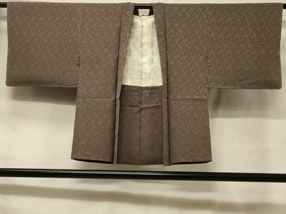 平和屋着物＃羽織　色無地　草花地紋　銀煤竹色　正絹　逸品　未使用　CABF1306in