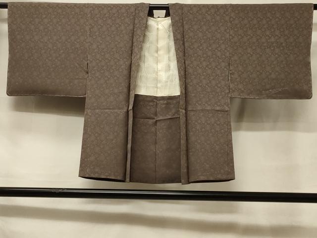 平和屋着物＃羽織　色無地　草花地紋　銀煤竹色　正絹　逸品　未使用　CABF1306in