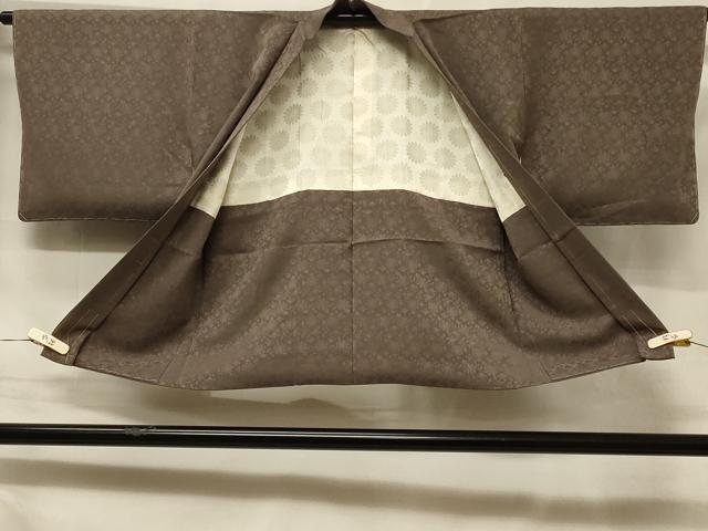 平和屋着物＃羽織　色無地　草花地紋　銀煤竹色　正絹　逸品　未使用　CABF1306in