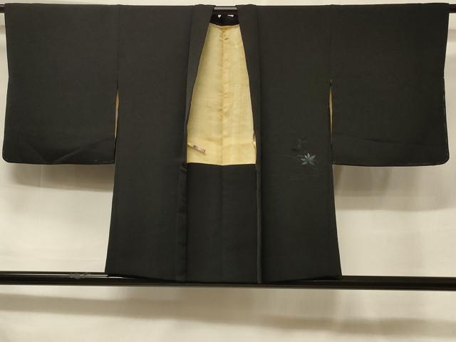 平和屋着物＃羽織　総刺繍　吉祥草花文　黒地　正絹　逸品　CABF1307in