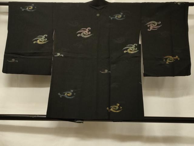 平和屋着物＃羽織　寿光織　立波文　黒地　金糸　正絹　逸品　CABF1311in 平和屋着物＃羽織 寿光織 立波文 黒地 金糸 正絹 逸品 CABF1311in