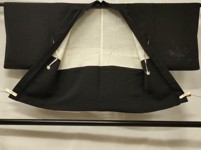 平和屋着物＃羽織　寿光織　枝花文　黒地　正絹　逸品　CABF1312in 平和屋着物＃羽織 寿光織 枝花文 黒地 正絹 逸品 CABF1312in
