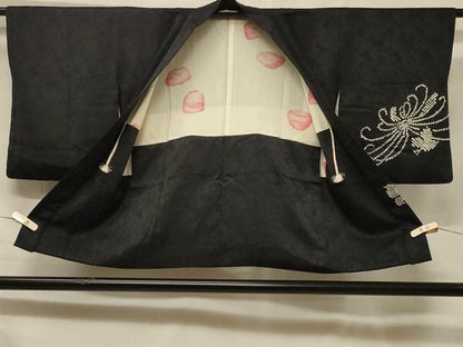 平和屋着物＃羽織　総絞り　乱菊　黒地　正絹　逸品　CABF1313in