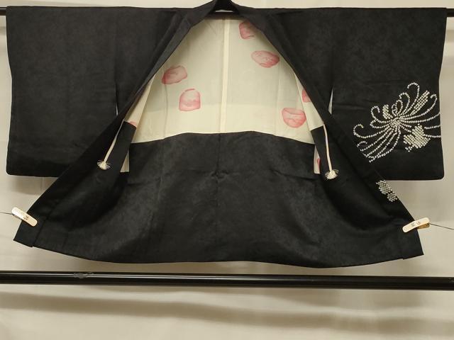 平和屋着物＃羽織　総絞り　乱菊　黒地　正絹　逸品　CABF1313in