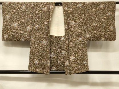 平和屋着物＃羽織　ろうけつ染め　枝花文　正絹　逸品　CABF1317in
