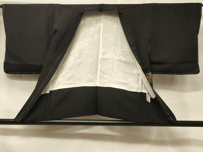 平和屋着物＃羽織　寿光織　地紙鼓花文　黒地　金銀糸　正絹　逸品　未使用　CABF1321in