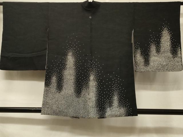 平和屋着物＃羽織　霞文　黒地　正絹　逸品　CABF1324in