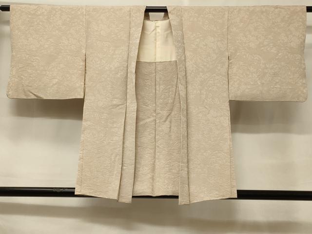平和屋着物＃羽織　色無地　風景草花地紋　灰桜色　正絹　逸品　CABF1329in