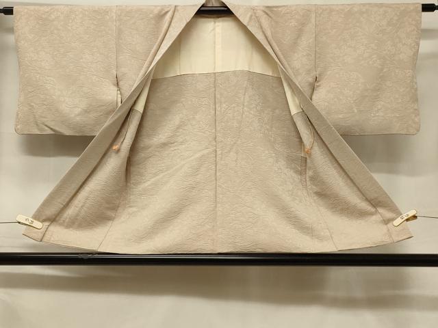 平和屋着物＃羽織　色無地　風景草花地紋　灰桜色　正絹　逸品　CABF1329in