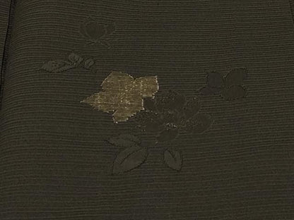 平和屋着物＃羽織　草花文　黒地　金糸　正絹　逸品　CABF1330in
