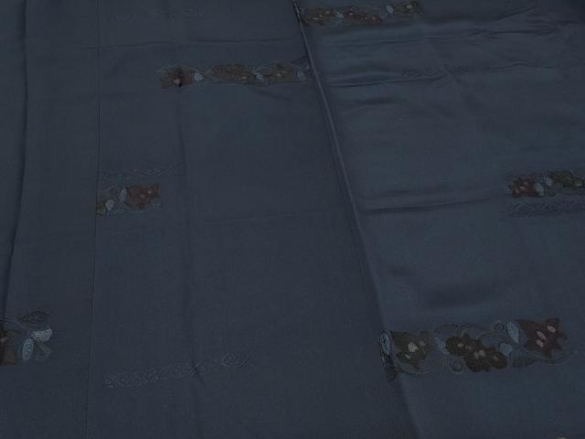 平和屋着物＃道行コート　地紋起こし　横段花唐草文　ロング丈　正絹　逸品　CABF1332in