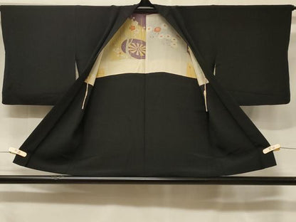 平和屋着物＃羽織　寿光織　風景文　黒地　金銀糸　正絹　逸品　CABF1337in