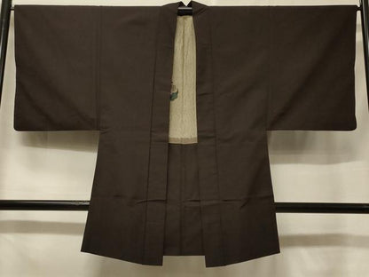 平和屋着物＃男性　長羽織　赤墨色　正絹　逸品　CABF1343in