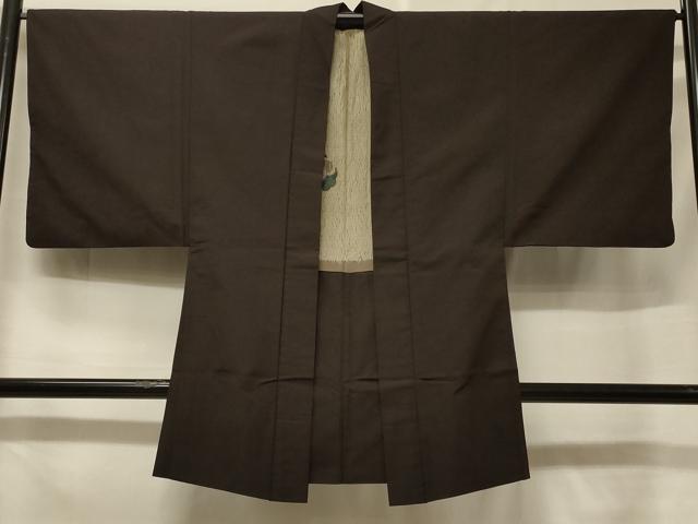 平和屋着物＃男性　長羽織　赤墨色　正絹　逸品　CABF1343in