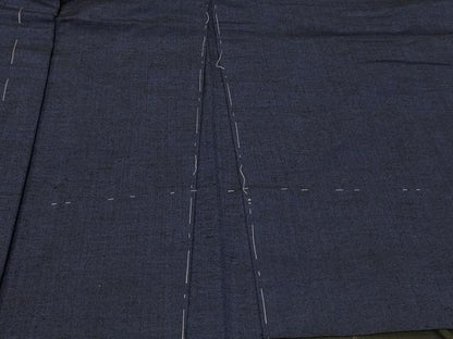 平和屋着物＃男性　羽織　紬地　単衣　青褐色　正絹　逸品　未使用　CABF1344in