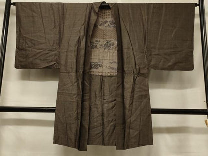 平和屋着物＃男性　本場大島紬　長羽織　絣文様　正絹　逸品　CABF1348in
