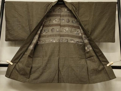 平和屋着物＃男性　本場大島紬　長羽織　絣文様　正絹　逸品　CABF1349in