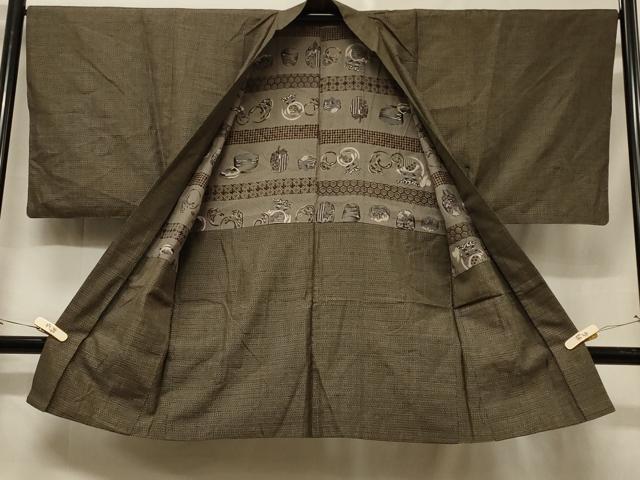 平和屋着物＃男性　本場大島紬　長羽織　絣文様　正絹　逸品　CABF1349in