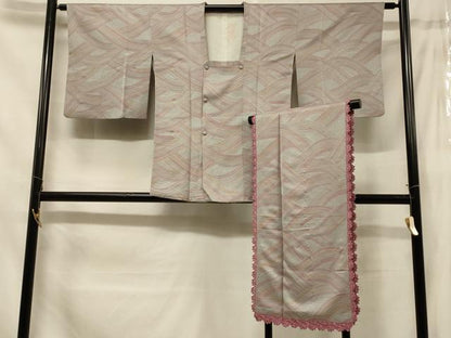 平和屋着物＃道行コート　作家物　地紋起こし　立波文　ショール付き　正絹　逸品　CABF1352in