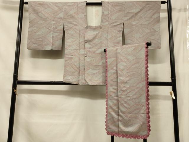 平和屋着物＃道行コート　作家物　地紋起こし　立波文　ショール付き　正絹　逸品　CABF1352in