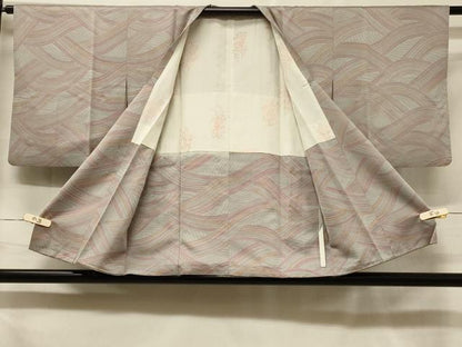 平和屋着物＃道行コート　作家物　地紋起こし　立波文　ショール付き　正絹　逸品　CABF1352in