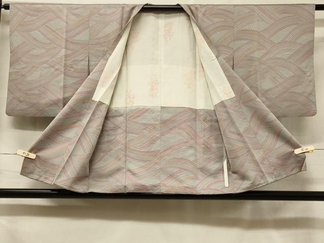 平和屋着物＃道行コート　作家物　地紋起こし　立波文　ショール付き　正絹　逸品　CABF1352in