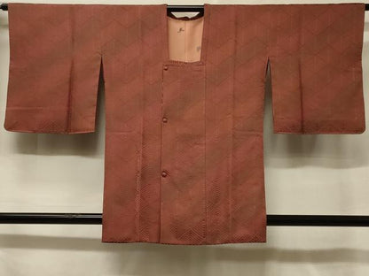 平和屋着物＃道行コート　菱松葉文　正絹　逸品　CABF1353in